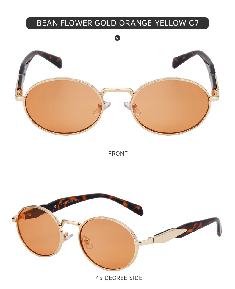 Black PC Women's Oval Small Frame Sunglasses - Premium Designer Style UV400 Fashion Eyewear - Details 21
