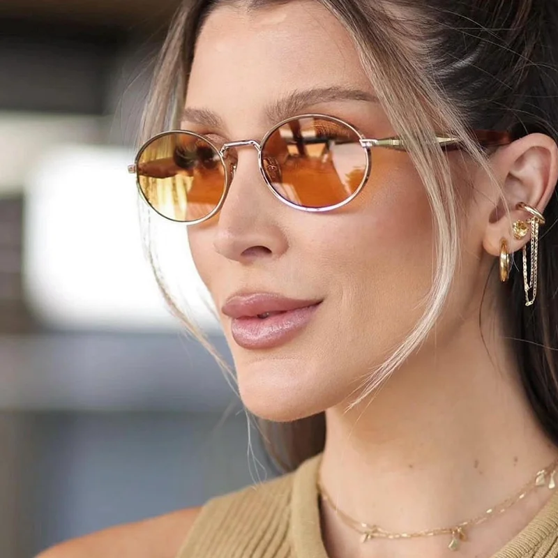 Black PC Women's Oval Small Frame Sunglasses - Premium Designer Style UV400 Fashion Eyewear - View 4