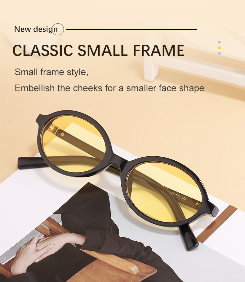 Black PC Women's Fashion Oval Small Frame Sunglasses - Retro Street Style UV400 Sun Glasses - Details 4