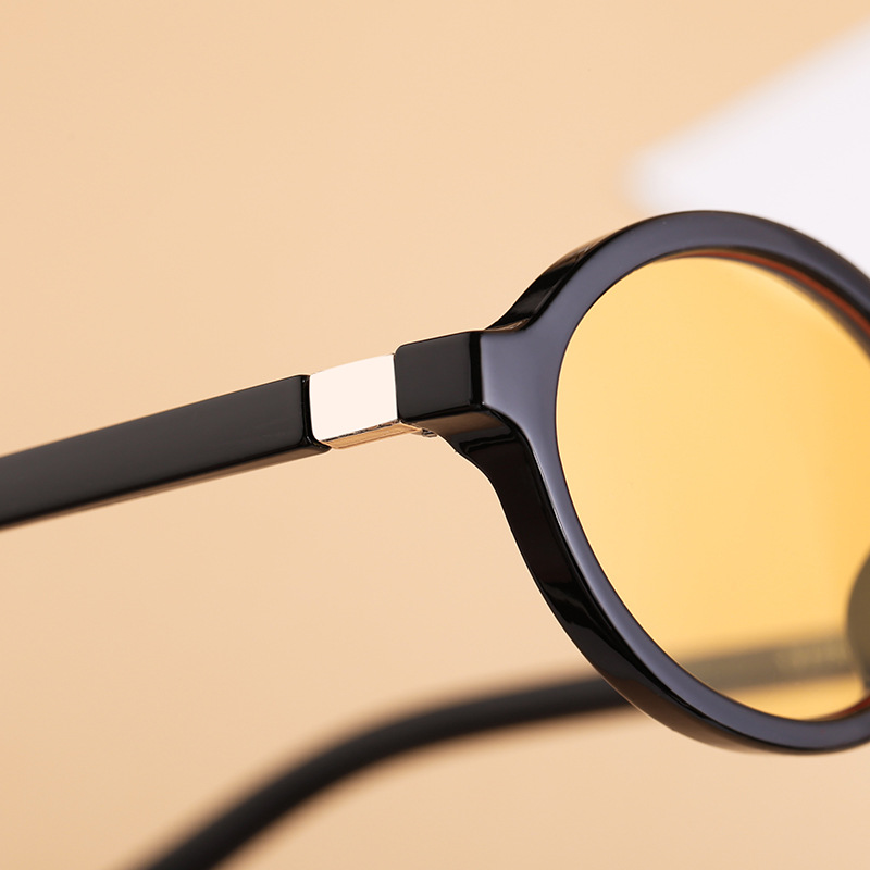 Black PC Women's Fashion Oval Small Frame Sunglasses - Retro Street Style UV400 Sun Glasses - Details 6