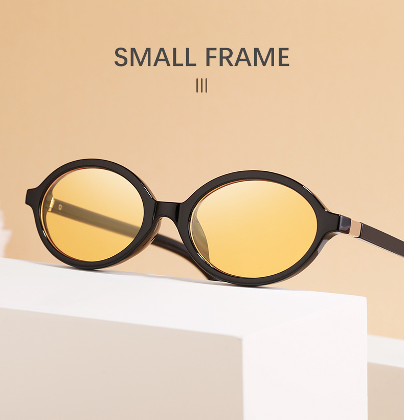 Black PC Women's Fashion Oval Small Frame Sunglasses - Retro Street Style UV400 Sun Glasses - Details 7