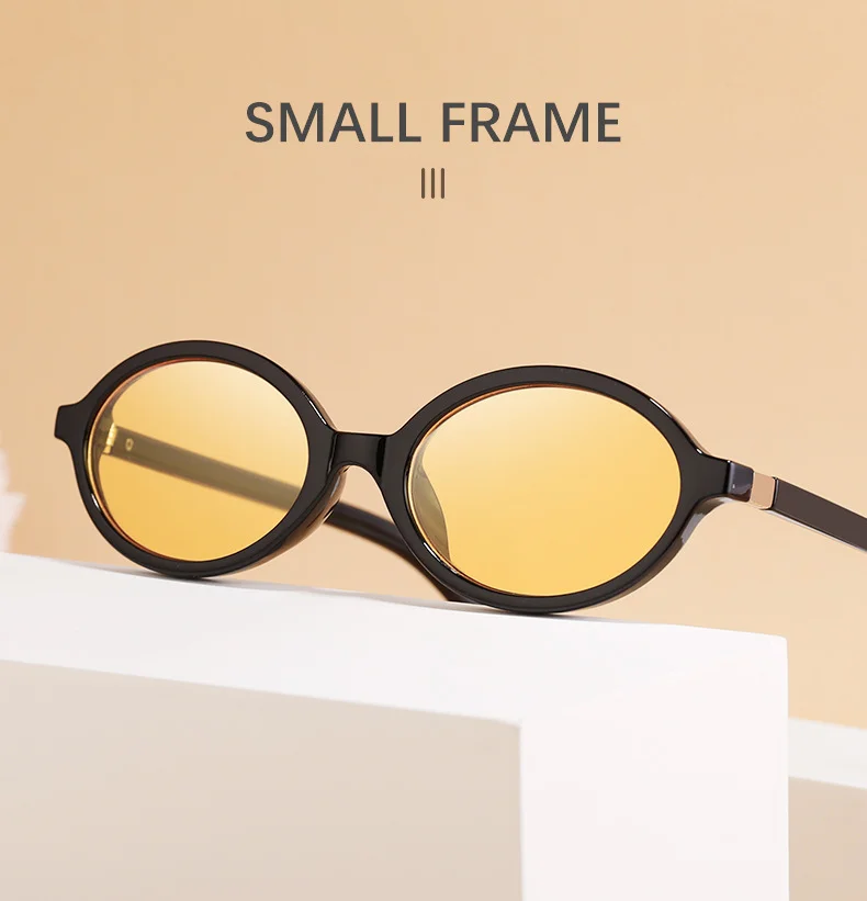 Black PC Women's Fashion Oval Small Frame Sunglasses - Retro Street Style UV400 Sun Glasses - Details 7