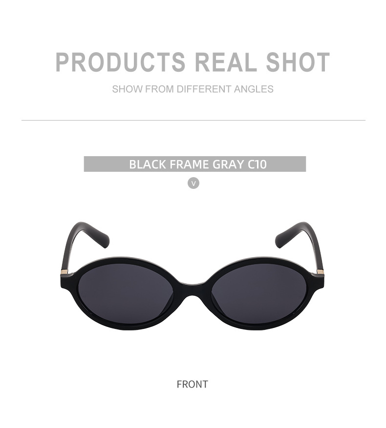 Black PC Women's Fashion Oval Small Frame Sunglasses - Retro Street Style UV400 Sun Glasses - Details 15