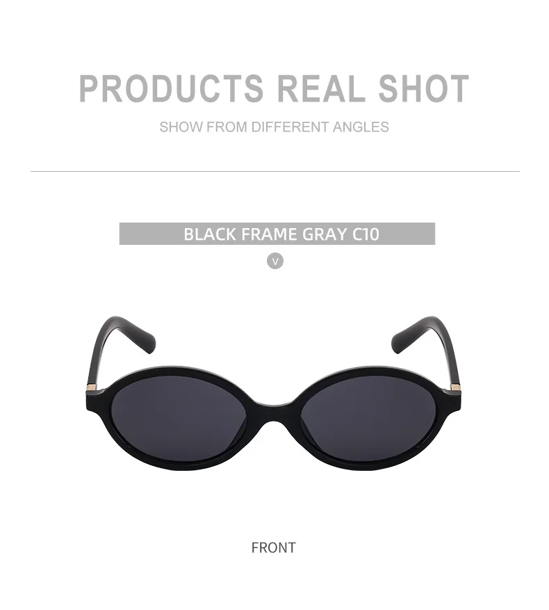 Black PC Women's Fashion Oval Small Frame Sunglasses - Retro Street Style UV400 Sun Glasses - Details 15