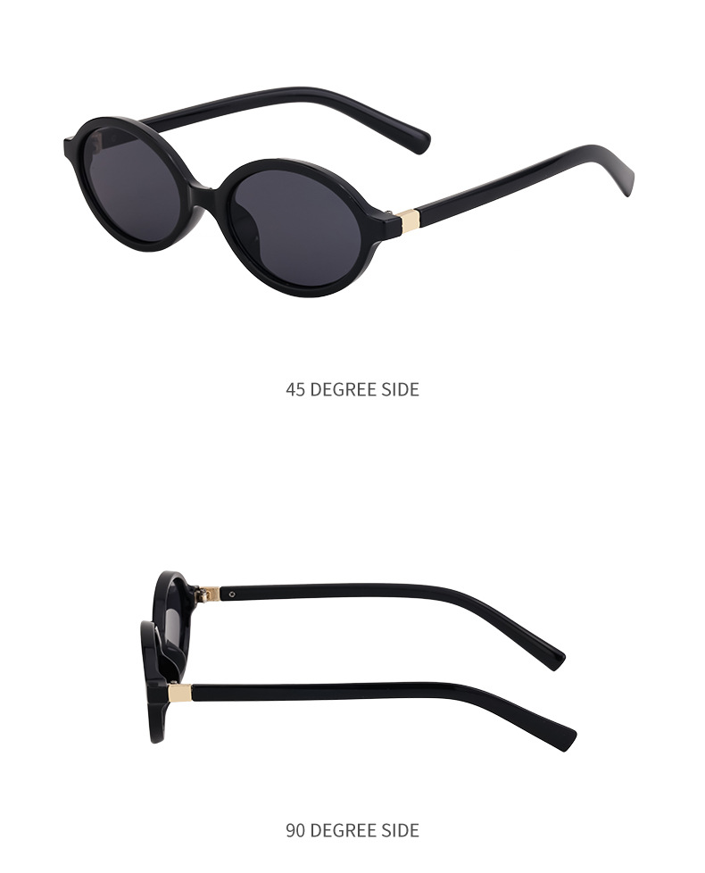 Black PC Women's Fashion Oval Small Frame Sunglasses - Retro Street Style UV400 Sun Glasses - Details 16