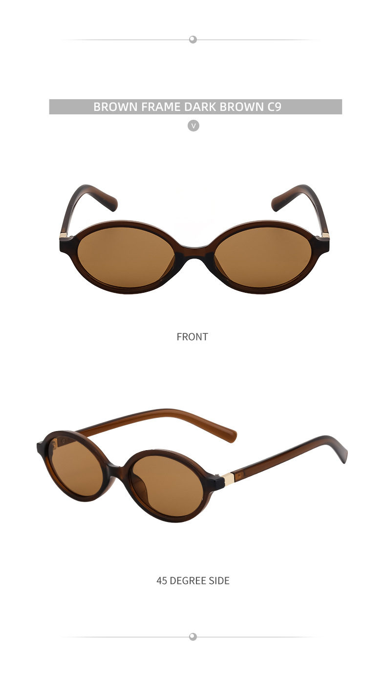Black PC Women's Fashion Oval Small Frame Sunglasses - Retro Street Style UV400 Sun Glasses - Details 18