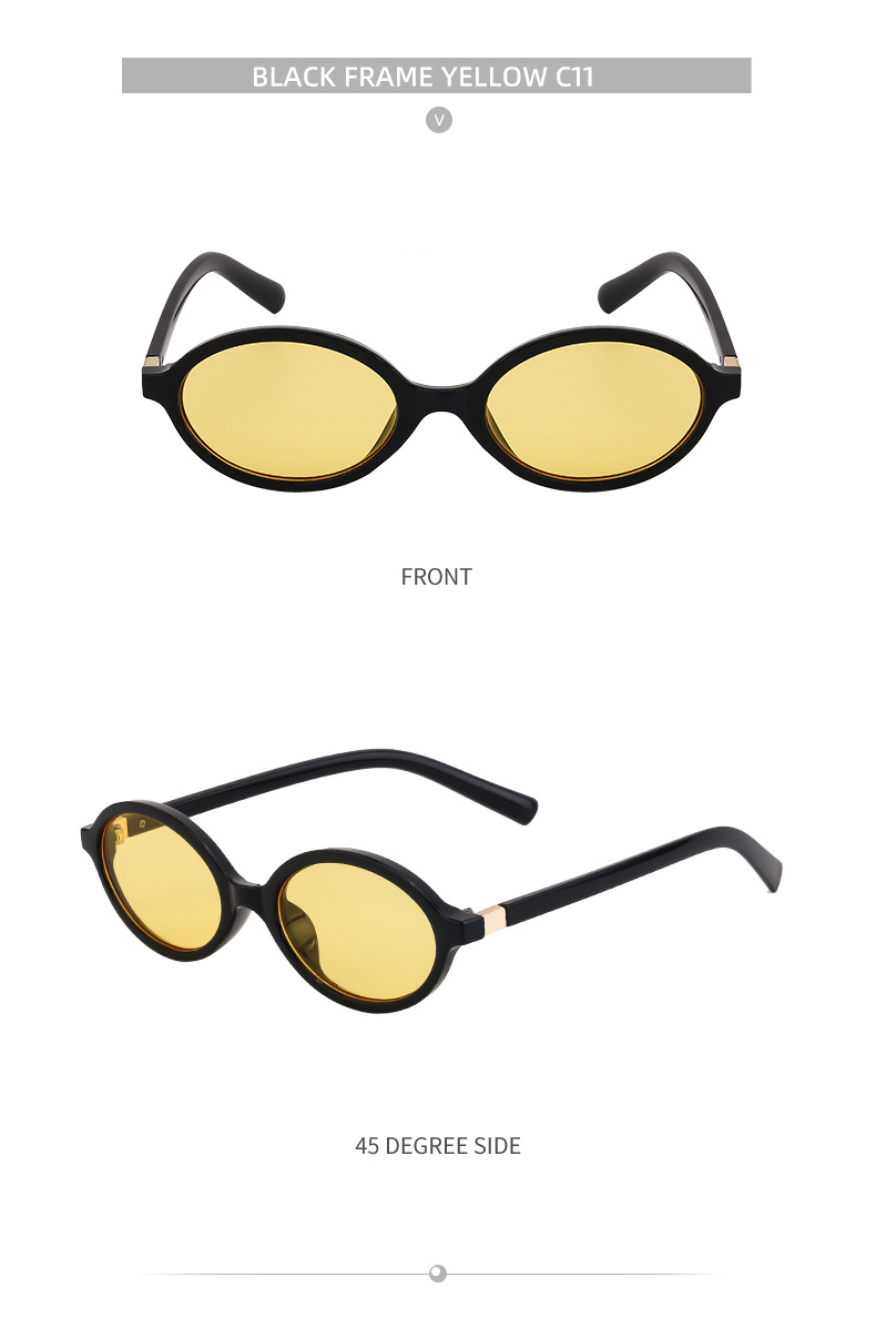 Black PC Women's Fashion Oval Small Frame Sunglasses - Retro Street Style UV400 Sun Glasses - Details 19