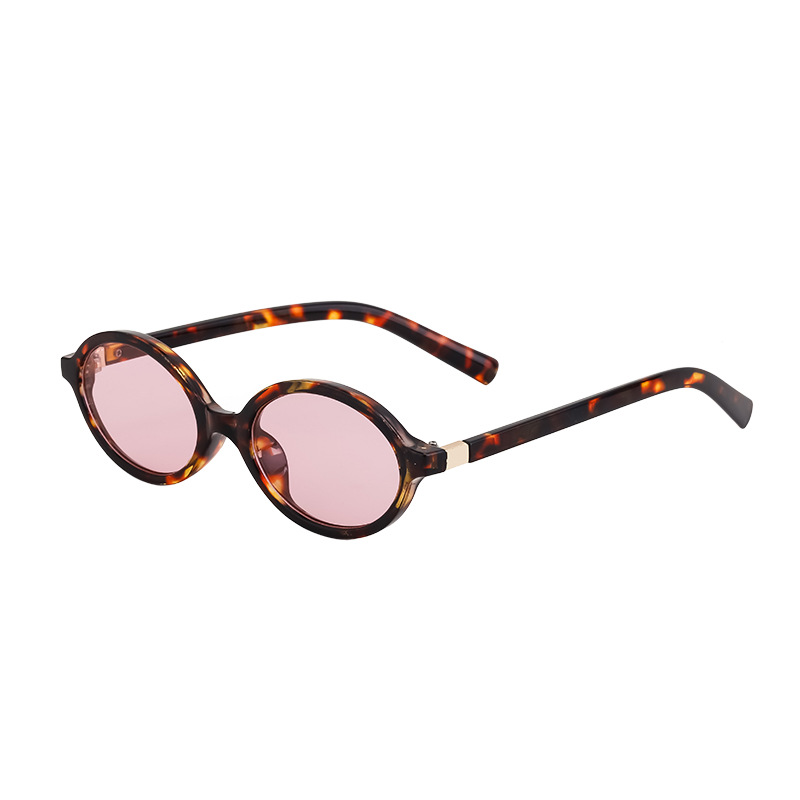 Black PC Women's Fashion Oval Small Frame Sunglasses - Retro Street Style UV400 Sun Glasses - View 4