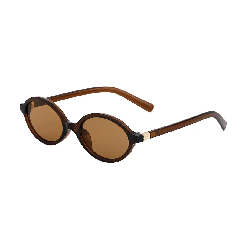 Black PC Women's Fashion Oval Small Frame Sunglasses - Retro Street Style UV400 Sun Glasses - View 5