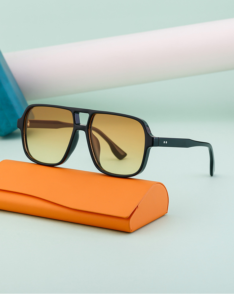 Black PC Vintage Aviator Sun Glasses Men - Large Frame Outdoor Sports UV Protection Eyewear - Details 2