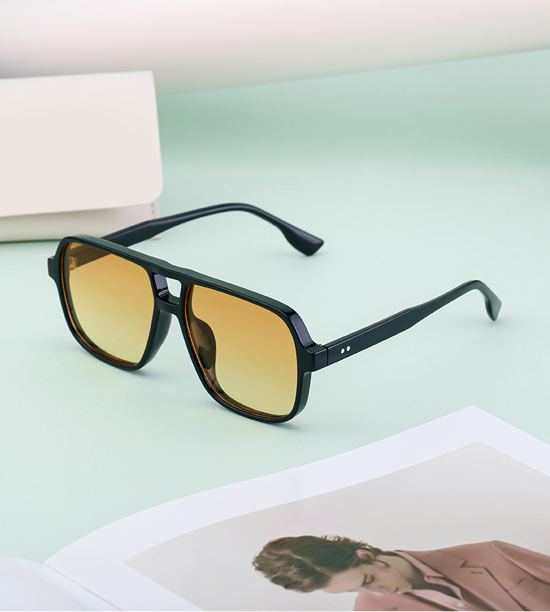 Black PC Vintage Aviator Sun Glasses Men - Large Frame Outdoor Sports UV Protection Eyewear - Details 5