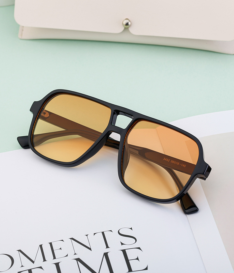 Black PC Vintage Aviator Sun Glasses Men - Large Frame Outdoor Sports UV Protection Eyewear - Details 6