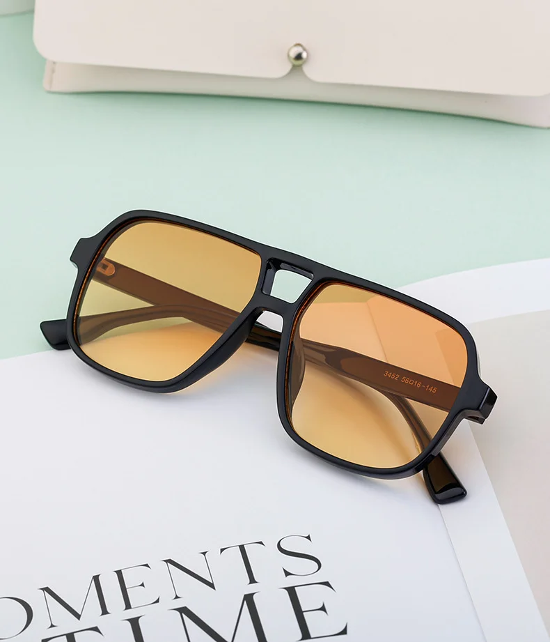 Black PC Vintage Aviator Sun Glasses Men - Large Frame Outdoor Sports UV Protection Eyewear - Details 6