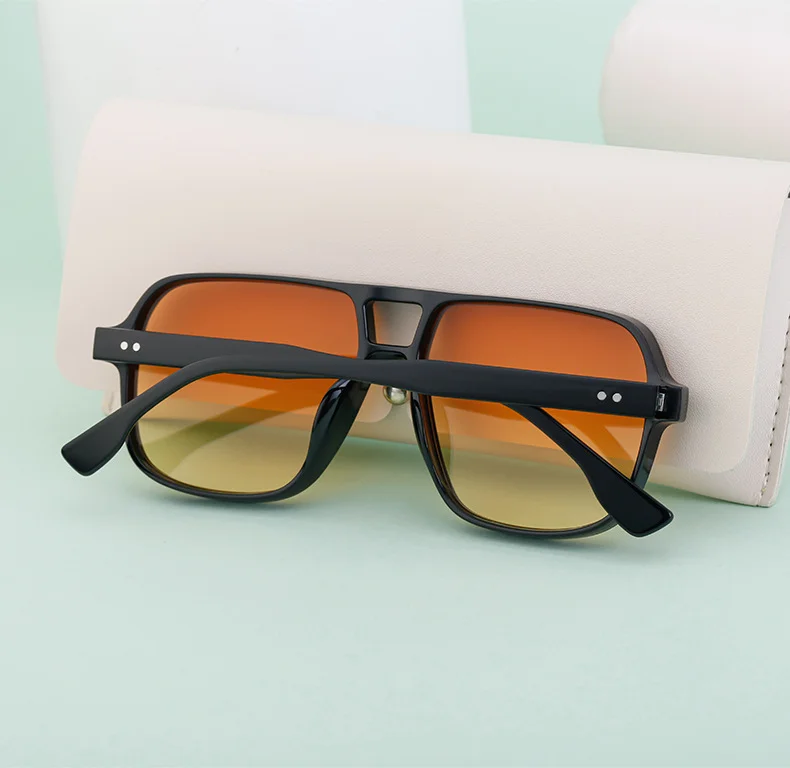 Black PC Vintage Aviator Sun Glasses Men - Large Frame Outdoor Sports UV Protection Eyewear - Details 8