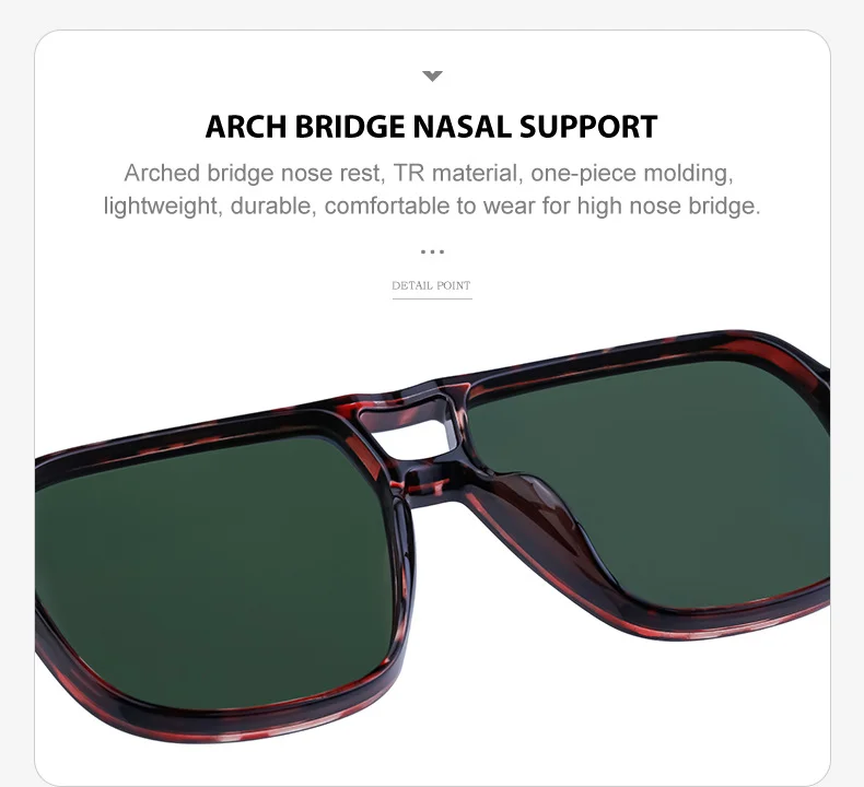 Black PC Vintage Aviator Sun Glasses Men - Large Frame Outdoor Sports UV Protection Eyewear - Details 15