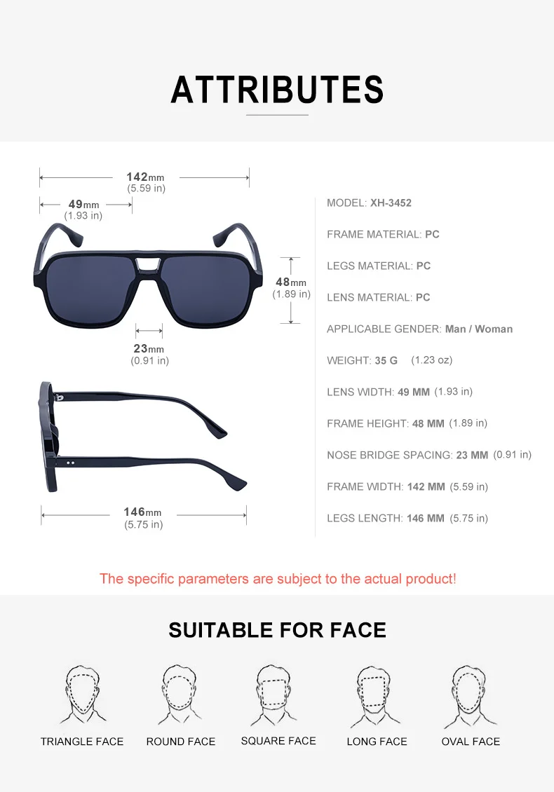 Black PC Vintage Aviator Sun Glasses Men - Large Frame Outdoor Sports UV Protection Eyewear - Details 17