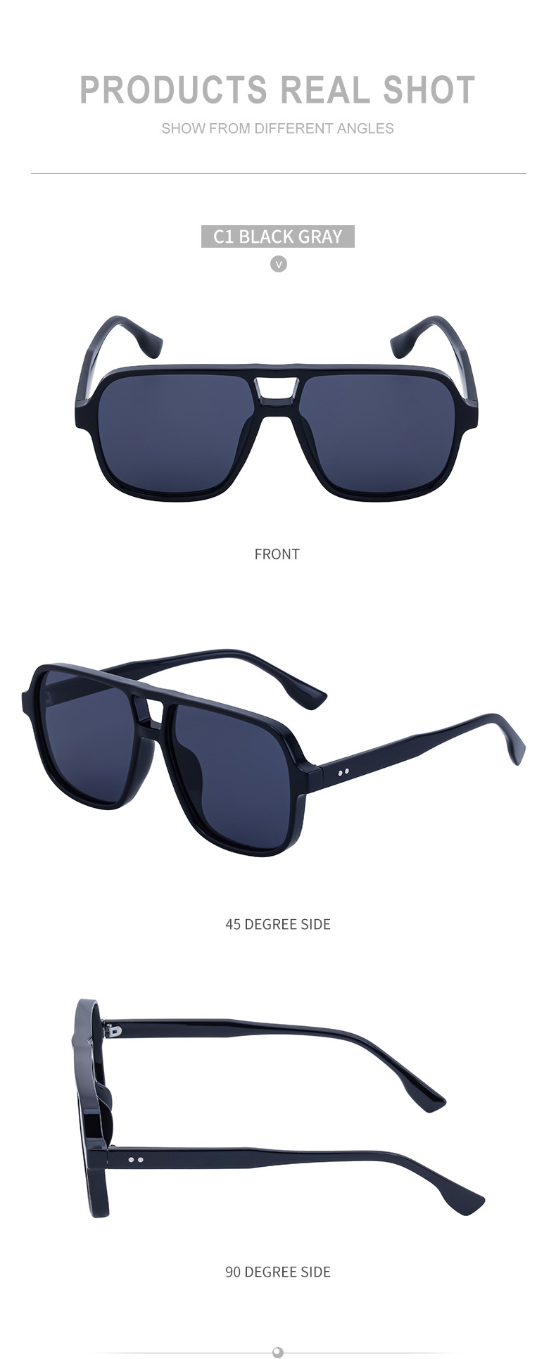 Black PC Vintage Aviator Sun Glasses Men - Large Frame Outdoor Sports UV Protection Eyewear - Details 19