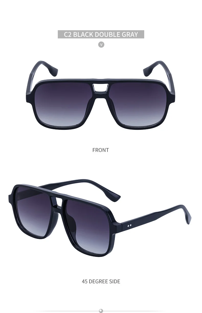 Black PC Vintage Aviator Sun Glasses Men - Large Frame Outdoor Sports UV Protection Eyewear - Details 22