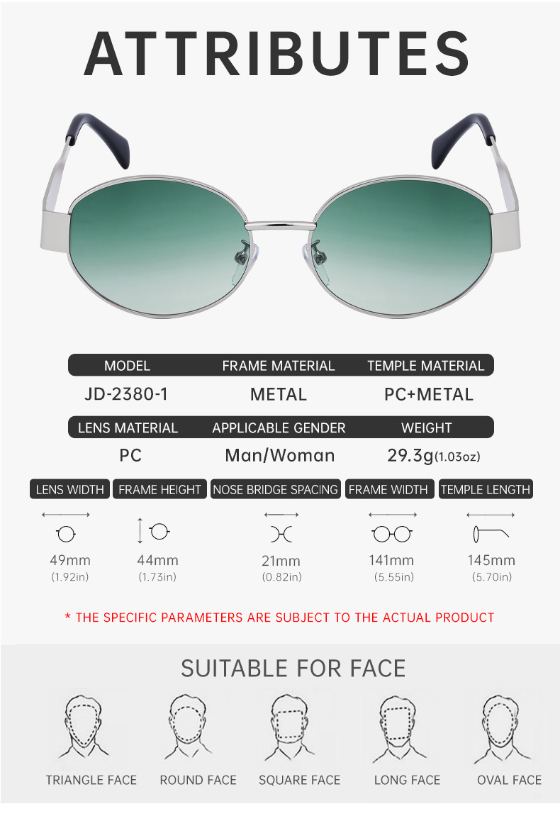 Black Metal Trendy Oval Frame Sun Glasses Women - Chic Designer Style UV Protection Eyewear Bulk - Details 12