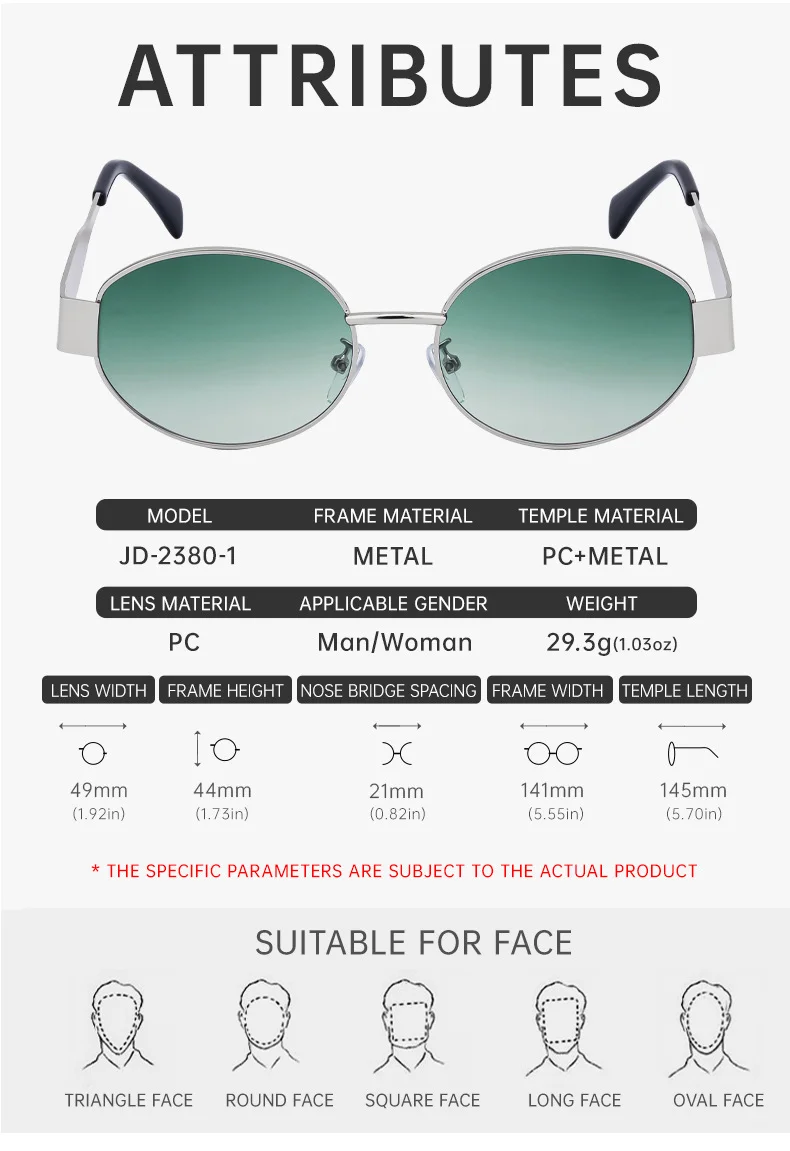 Black Metal Trendy Oval Frame Sun Glasses Women - Chic Designer Style UV Protection Eyewear Bulk - Details 12