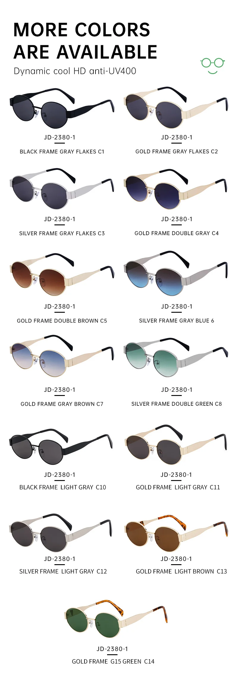 Black Metal Trendy Oval Frame Sun Glasses Women - Chic Designer Style UV Protection Eyewear Bulk - Details 13