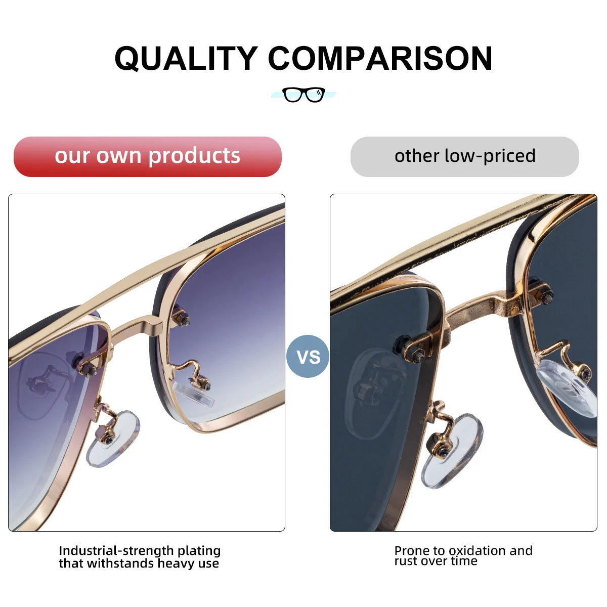 Black PC Men's Square Rimless Sunglasses - Faux Wood Temple Trendy Sun Glasses Wholesale - View 4