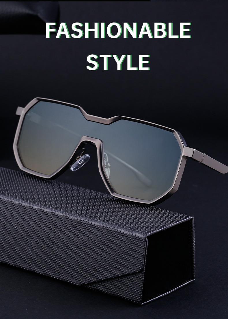 Black Metal Men's Steampunk Irregular Sunglasses - Metal Full Frame One-Piece Driving Shades Wholesale - Details 3
