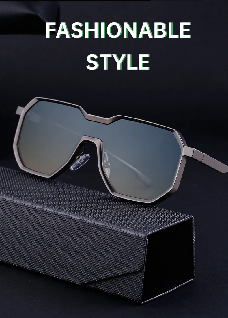 Black Metal Men's Steampunk Irregular Sunglasses - Metal Full Frame One-Piece Driving Shades Wholesale - Details 3