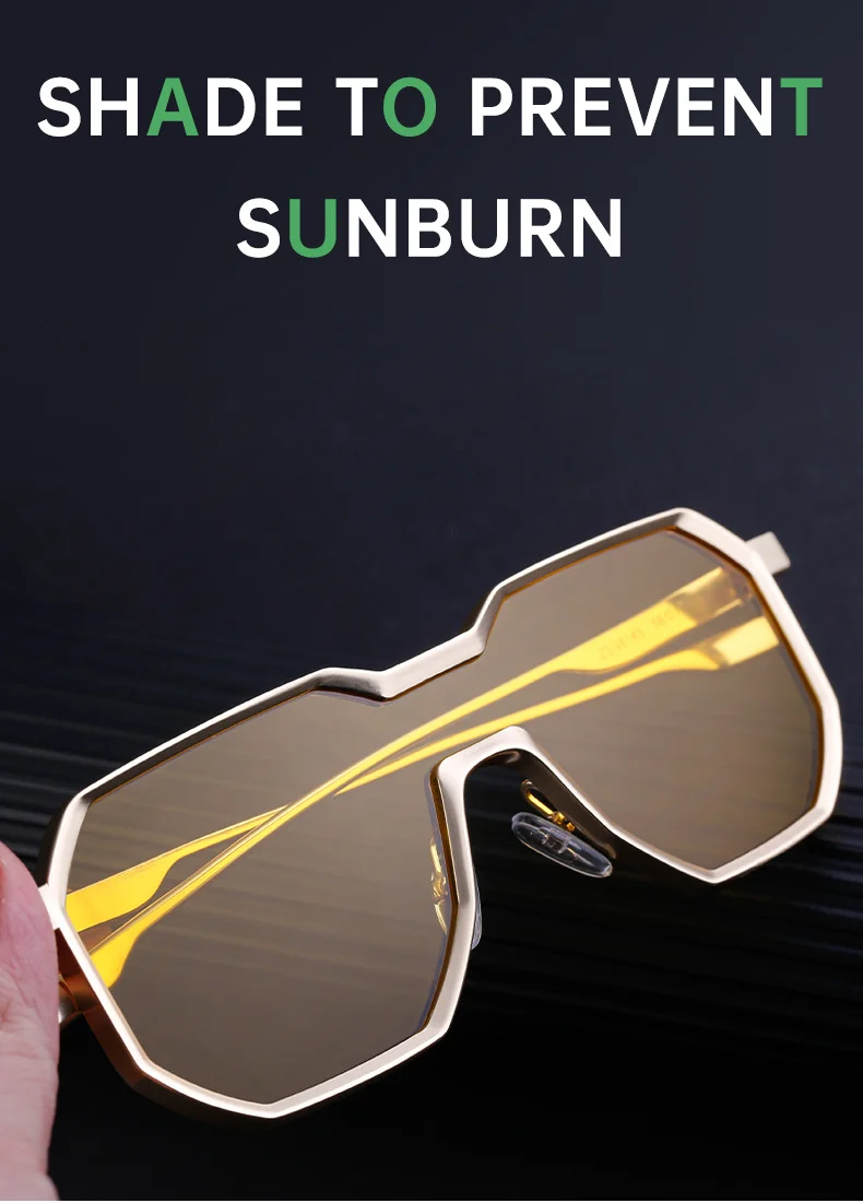 Black Metal Men's Steampunk Irregular Sunglasses - Metal Full Frame One-Piece Driving Shades Wholesale - Details 4