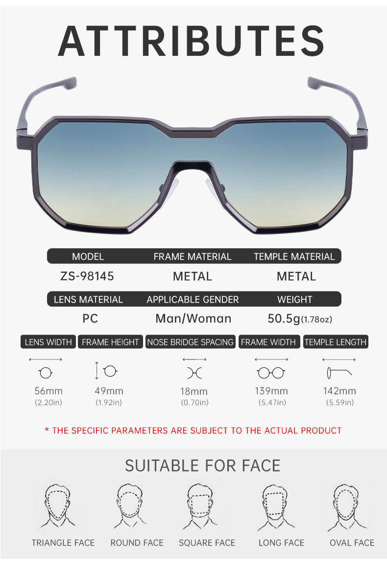 Black Metal Men's Steampunk Irregular Sunglasses - Metal Full Frame One-Piece Driving Shades Wholesale - Details 11