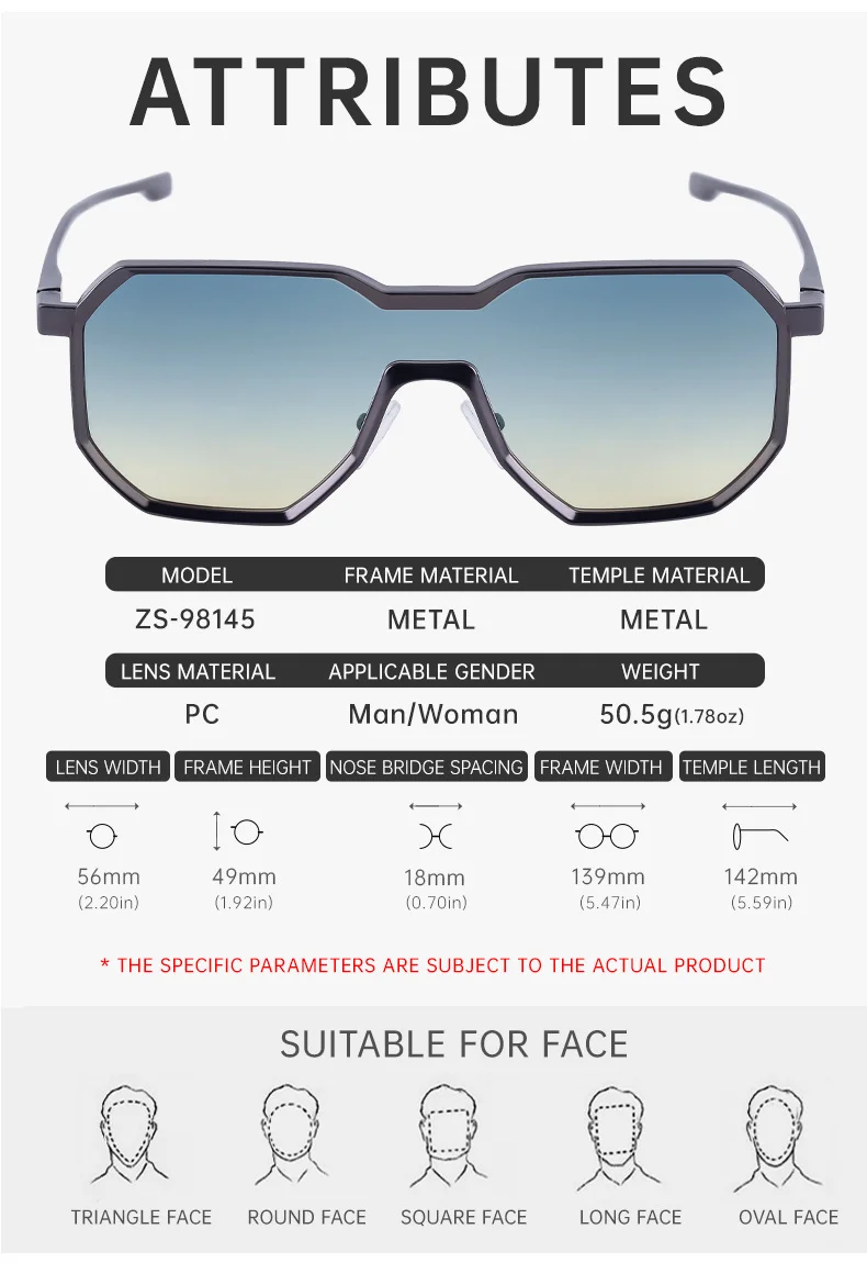 Black Metal Men's Steampunk Irregular Sunglasses - Metal Full Frame One-Piece Driving Shades Wholesale - Details 11