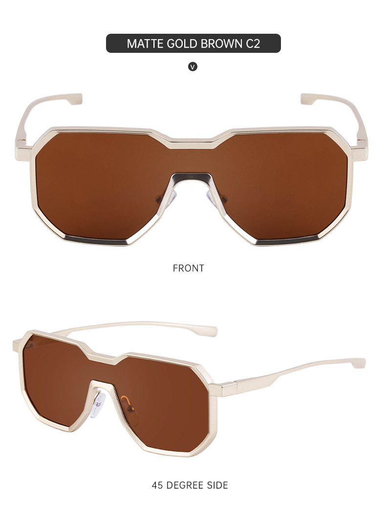 Black Metal Men's Steampunk Irregular Sunglasses - Metal Full Frame One-Piece Driving Shades Wholesale - Details 13