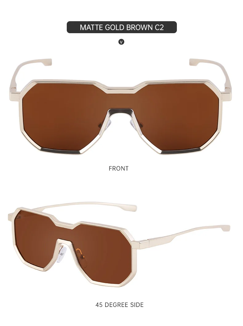 Black Metal Men's Steampunk Irregular Sunglasses - Metal Full Frame One-Piece Driving Shades Wholesale - Details 13
