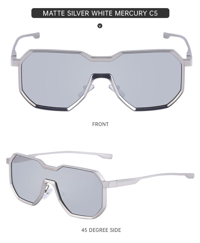 Black Metal Men's Steampunk Irregular Sunglasses - Metal Full Frame One-Piece Driving Shades Wholesale - Details 16