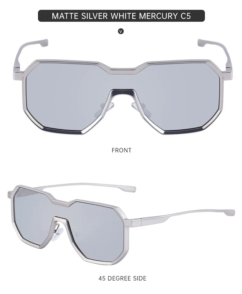 Black Metal Men's Steampunk Irregular Sunglasses - Metal Full Frame One-Piece Driving Shades Wholesale - Details 16