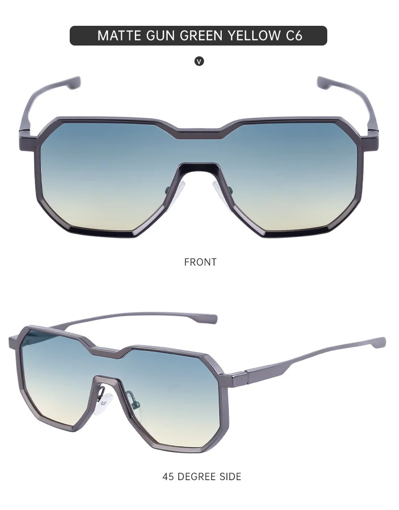 Black Metal Men's Steampunk Irregular Sunglasses - Metal Full Frame One-Piece Driving Shades Wholesale - Details 17