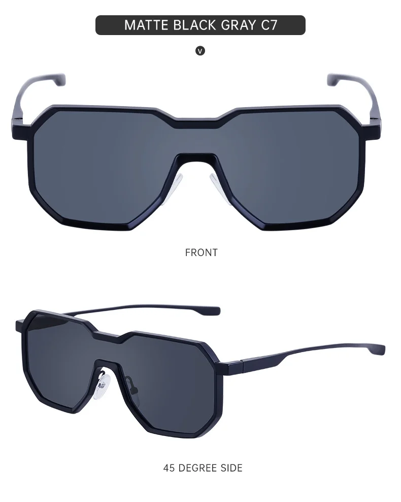 Black Metal Men's Steampunk Irregular Sunglasses - Metal Full Frame One-Piece Driving Shades Wholesale - Details 18