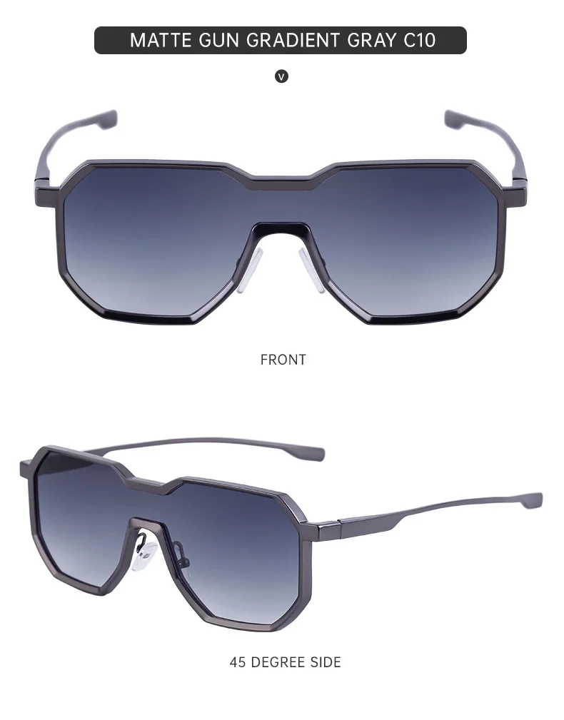 Black Metal Men's Steampunk Irregular Sunglasses - Metal Full Frame One-Piece Driving Shades Wholesale - Details 21