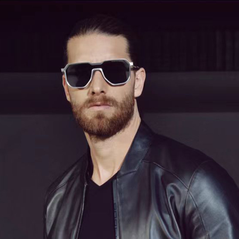 Black Metal Men's Steampunk Irregular Sunglasses - Metal Full Frame One-Piece Driving Shades Wholesale - View 1