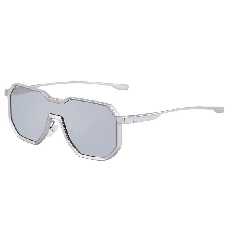 Black Metal Men's Steampunk Irregular Sunglasses - Metal Full Frame One-Piece Driving Shades Wholesale - View 4