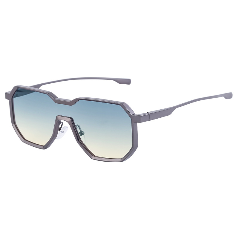 Black Metal Men's Steampunk Irregular Sunglasses - Metal Full Frame One-Piece Driving Shades Wholesale - View 5