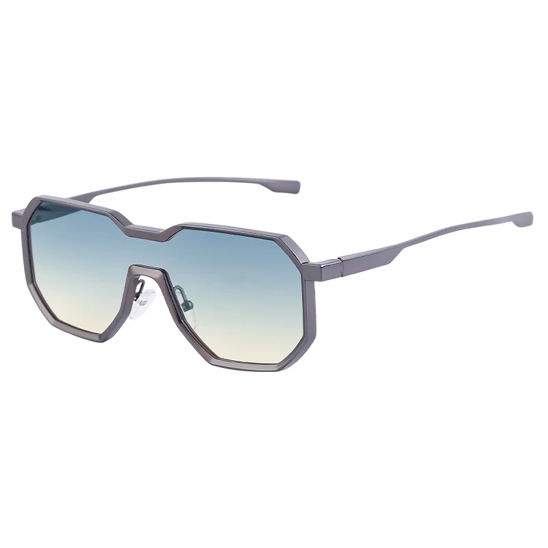 Black Metal Men's Steampunk Irregular Sunglasses - Metal Full Frame One-Piece Driving Shades Wholesale - View 5