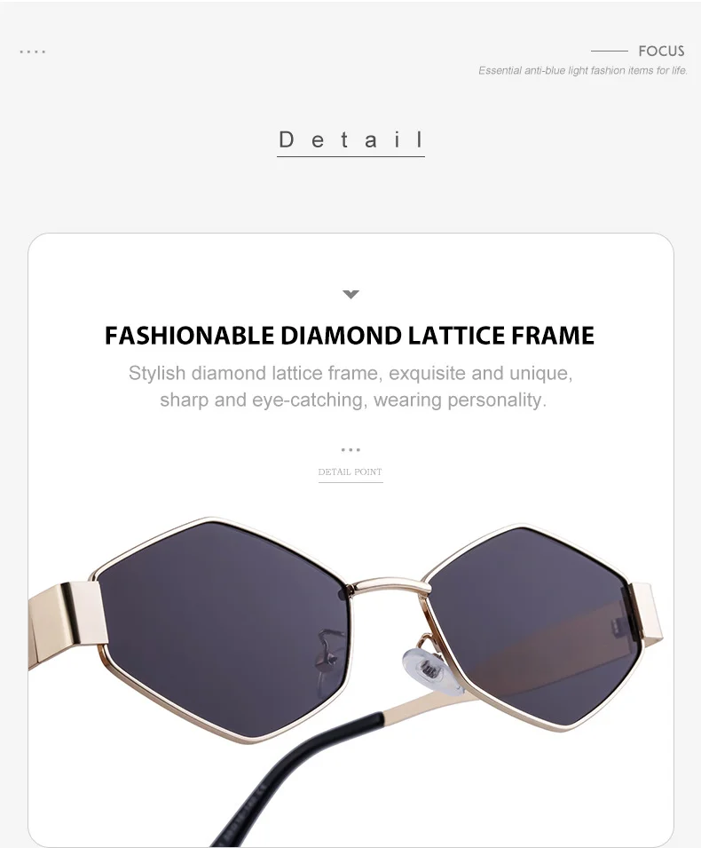 Black Metal Women's Fashion Irregular Metal Sunglasses - Trendy Wide Temple Personalized Shades Wholesale - Details 10