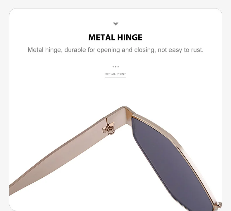 Black Metal Women's Fashion Irregular Metal Sunglasses - Trendy Wide Temple Personalized Shades Wholesale - Details 11