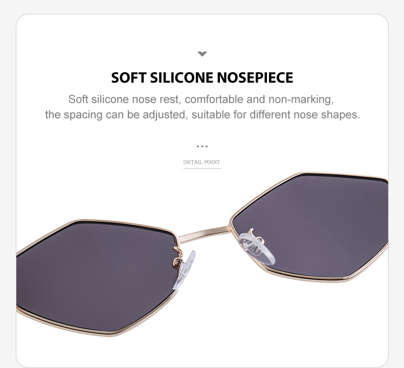 Black Metal Women's Fashion Irregular Metal Sunglasses - Trendy Wide Temple Personalized Shades Wholesale - Details 12