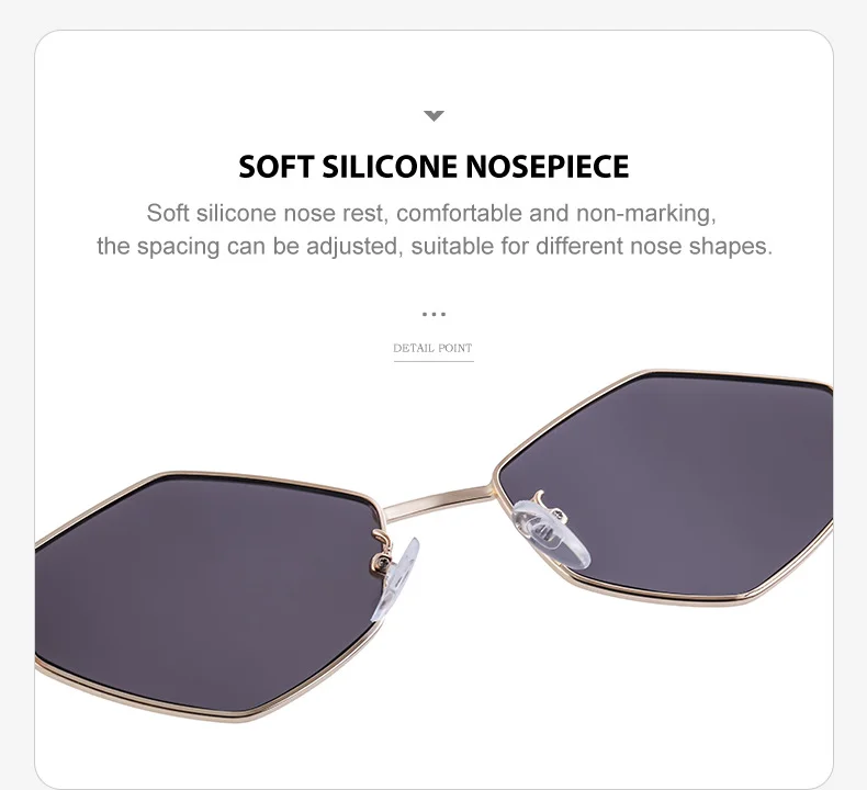 Black Metal Women's Fashion Irregular Metal Sunglasses - Trendy Wide Temple Personalized Shades Wholesale - Details 12