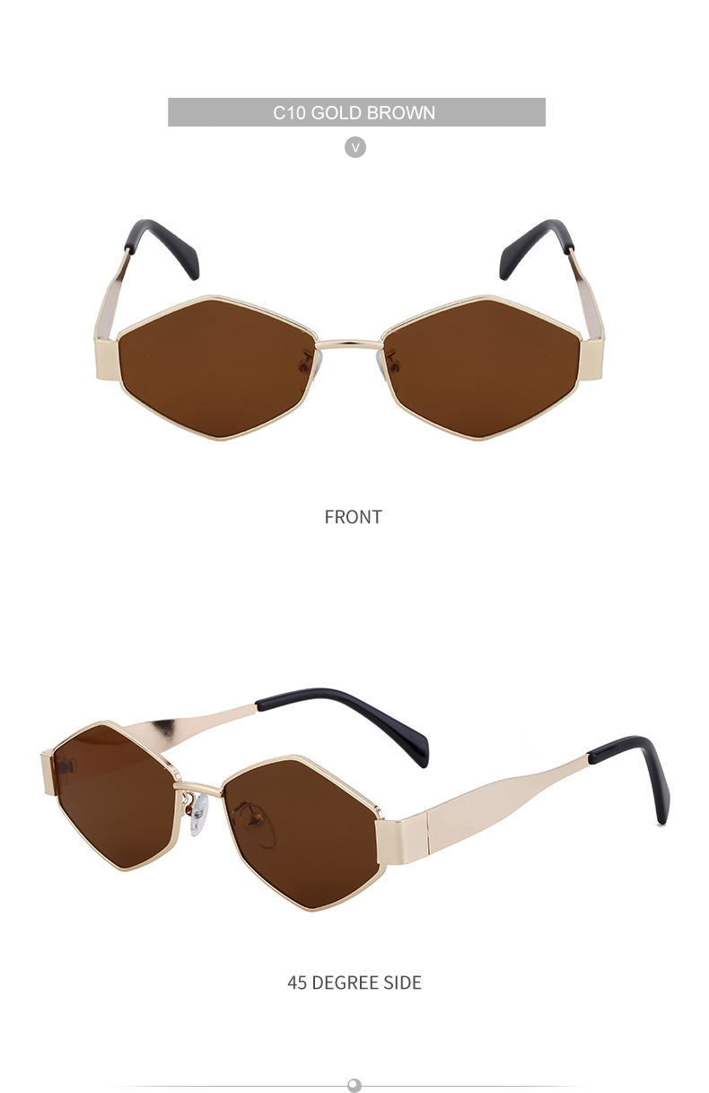 Black Metal Women's Fashion Irregular Metal Sunglasses - Trendy Wide Temple Personalized Shades Wholesale - Details 16
