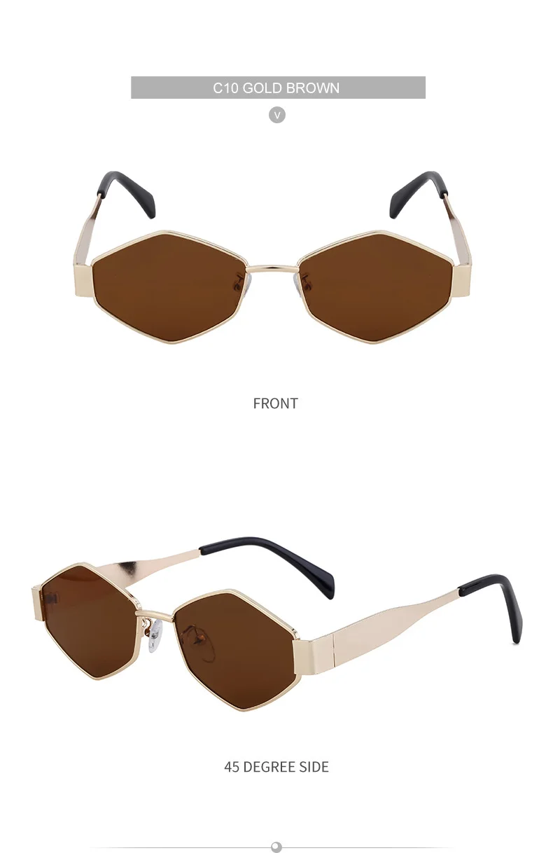 Black Metal Women's Fashion Irregular Metal Sunglasses - Trendy Wide Temple Personalized Shades Wholesale - Details 16