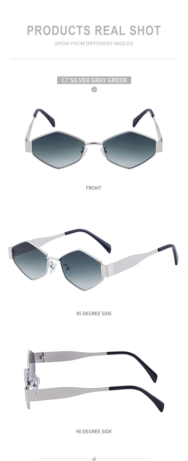 Black Metal Women's Fashion Irregular Metal Sunglasses - Trendy Wide Temple Personalized Shades Wholesale - Details 18