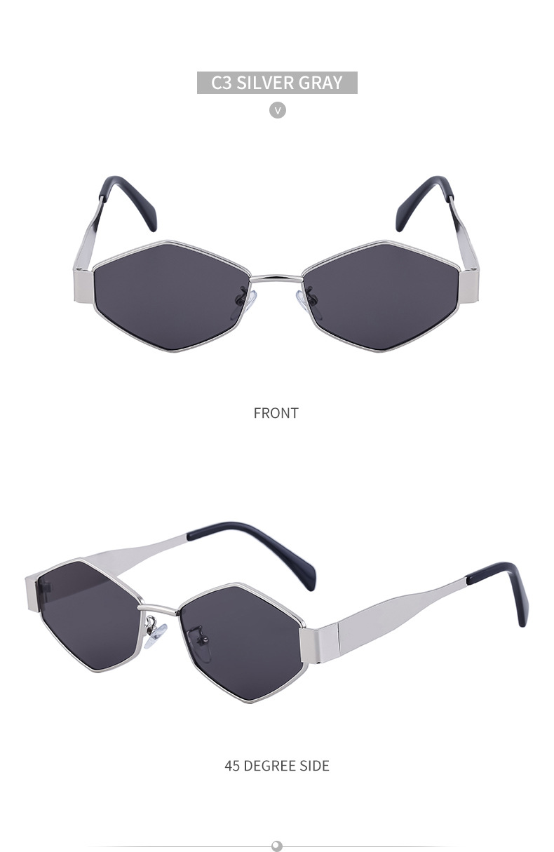 Black Metal Women's Fashion Irregular Metal Sunglasses - Trendy Wide Temple Personalized Shades Wholesale - Details 24